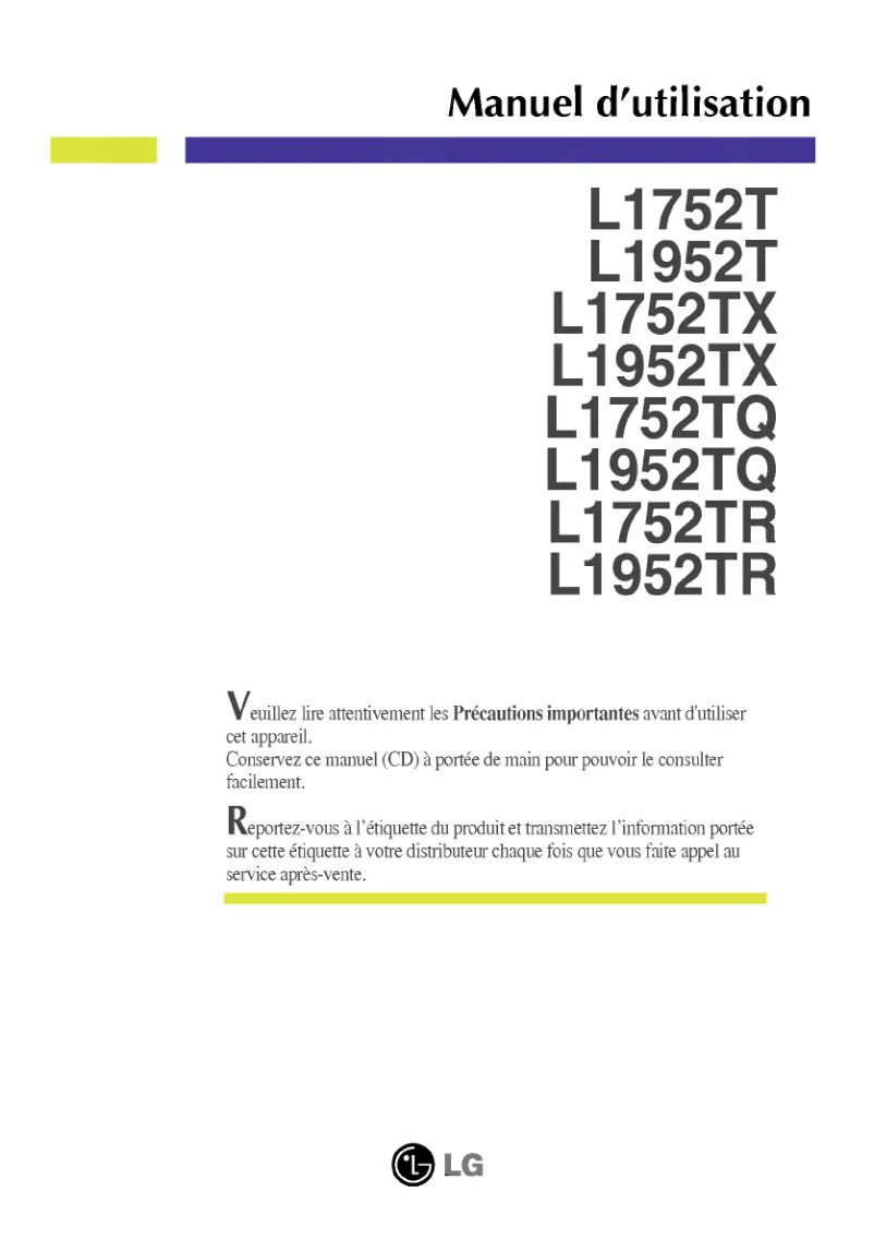 Page n°1 - Manuel utilisateur LG L1752TX