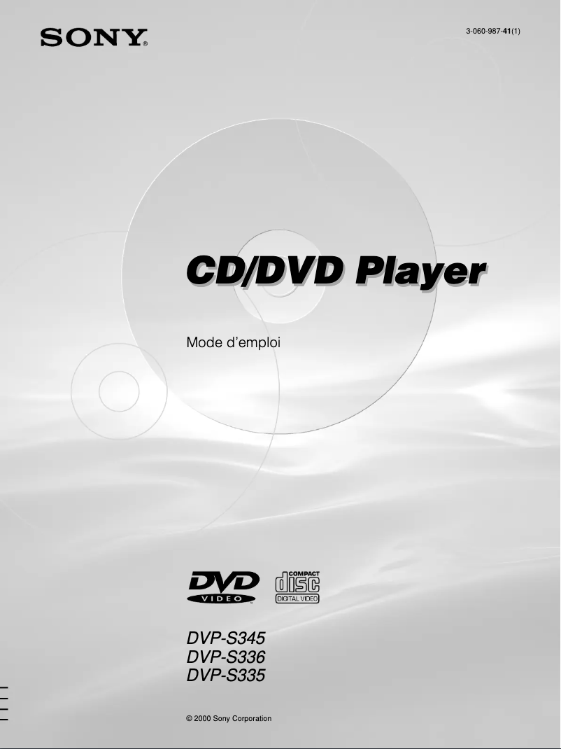 Page 1 de la notice Manuel utilisateur Sony DVP-S345
