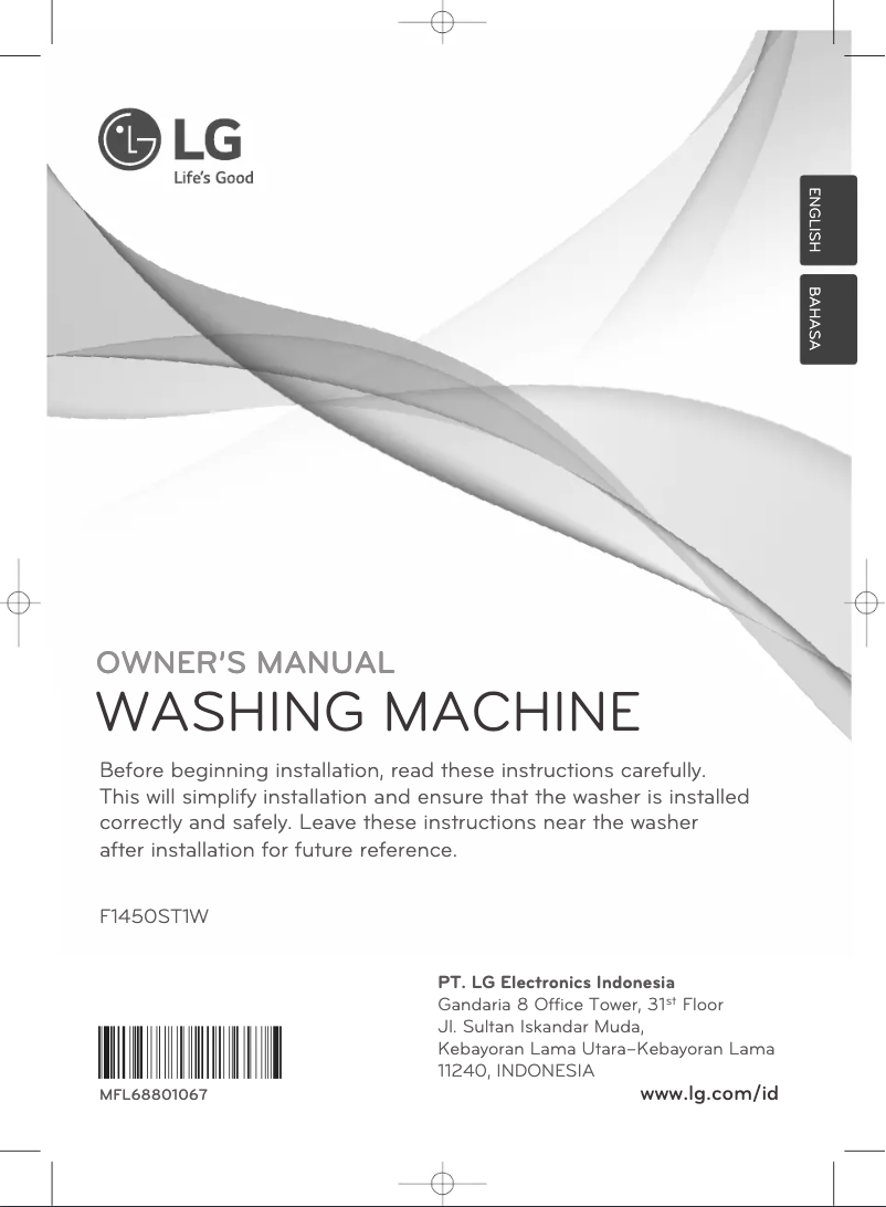 Page 1 de la notice Manuel utilisateur LG F1450ST1W