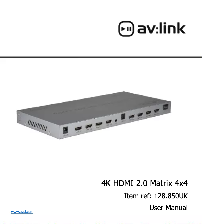 Page n°1 - Manuel utilisateur AV:link HDX44