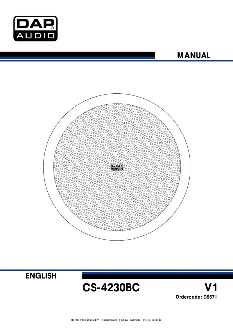 Page 1 de la notice Manuel utilisateur DAP-Audio CS-4230BC
