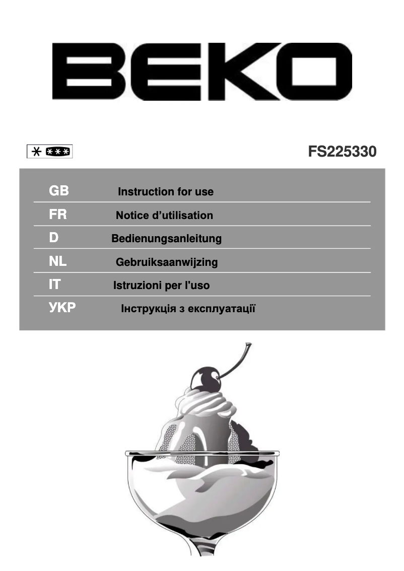Page 1 de la notice Manuel utilisateur Beko FS 225330
