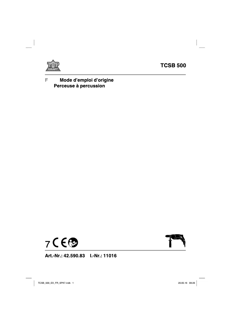 Image de la première page du manuel de l'appareil TCSB 500