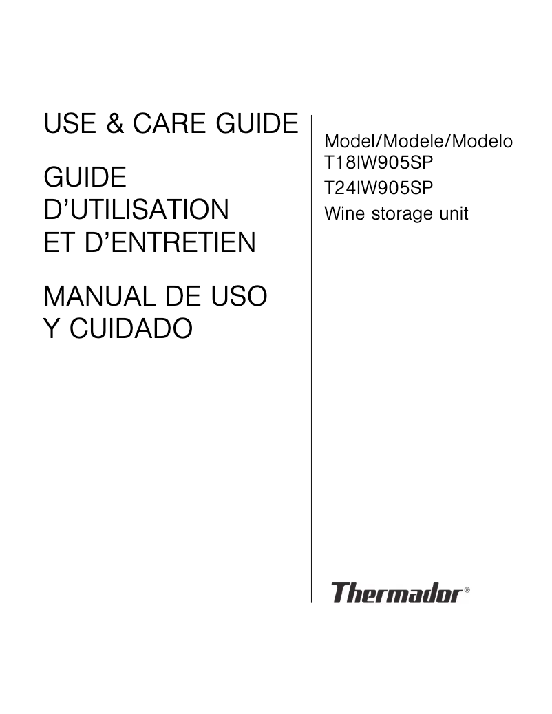 Page 1 de la notice Manuel utilisateur Thermador T24IW905SP