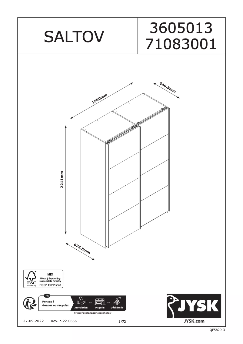 Page n°1 - Manuel utilisateur JYSK SALTOV 150x222