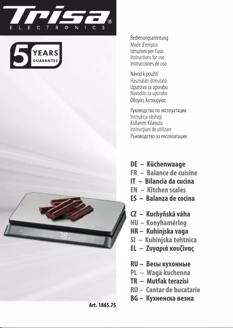 Image de la première page du manuel de l'appareil Elite Scale 1865.75