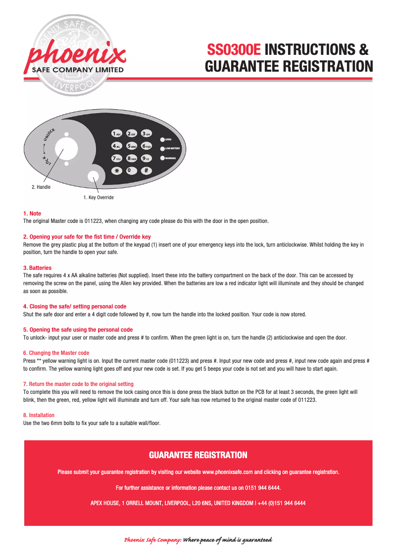 Page 1 de la notice Manuel utilisateur Phoenix SS0301E