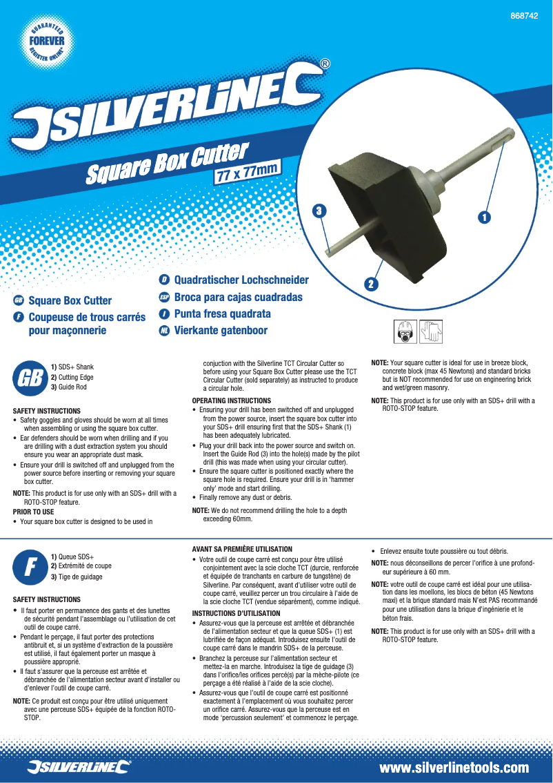 Page 1 de la notice Manuel utilisateur Silverline 868742