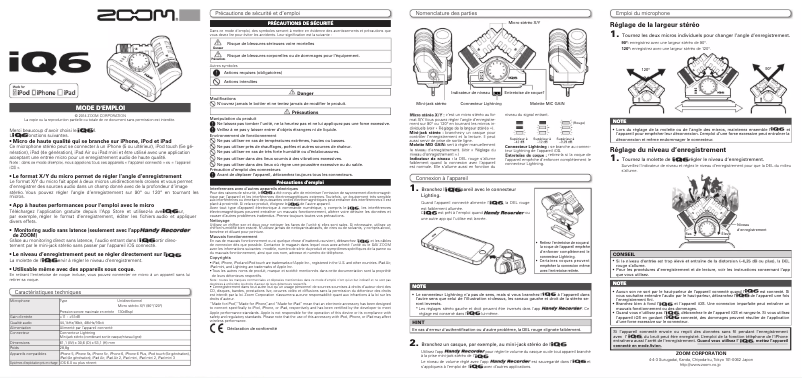 Page 1 de la notice Manuel utilisateur Zoom IQ6