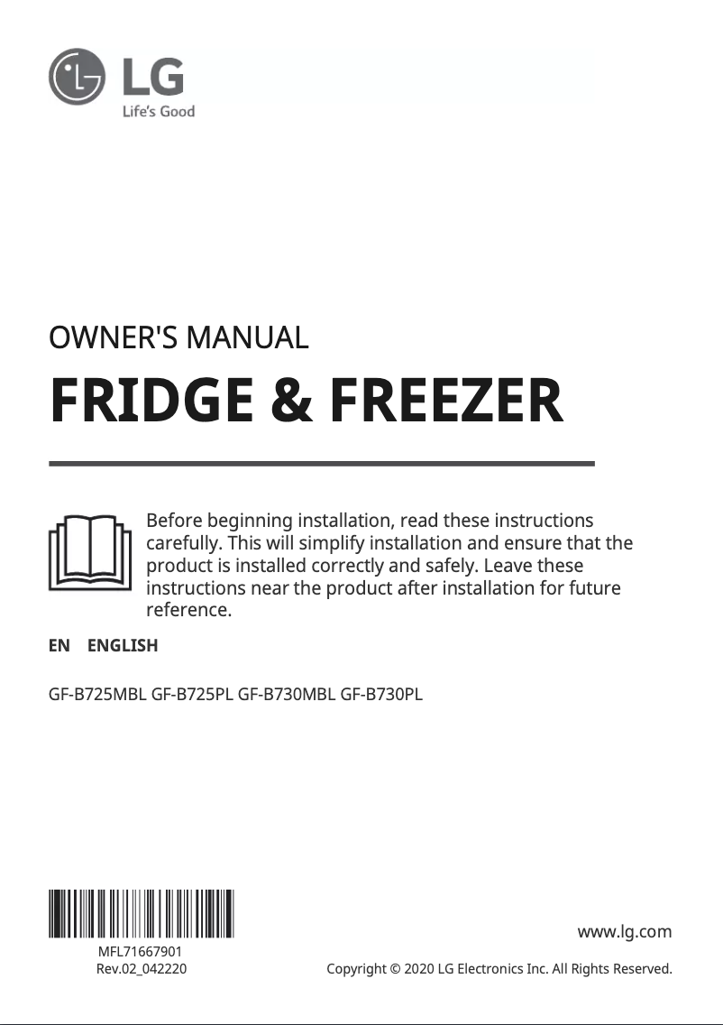 Image de la première page du manuel de l'appareil GF-B730PL