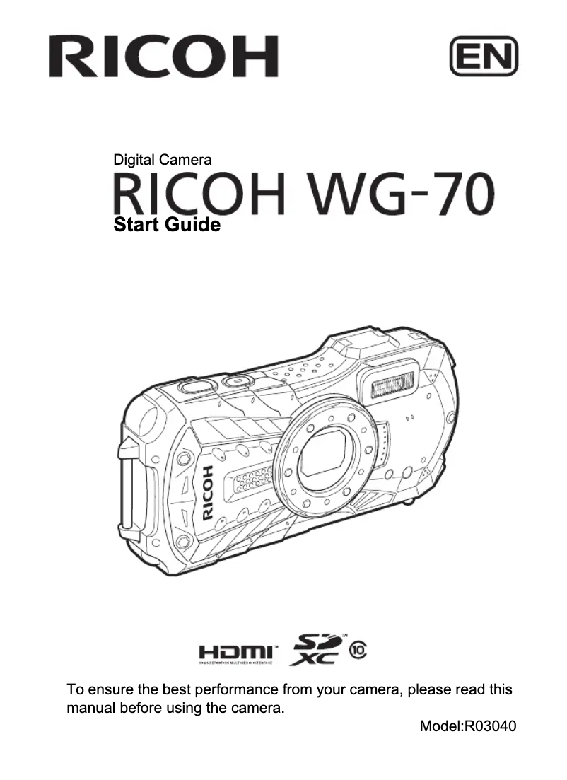 Image de la première page du manuel de l'appareil WG-70