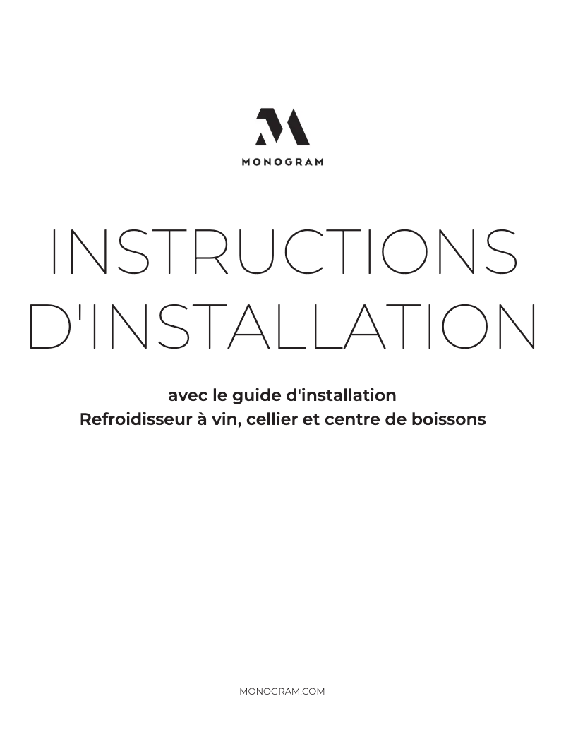 Page 1 de la notice Guide d'installation Monogram ZDWR240NBS