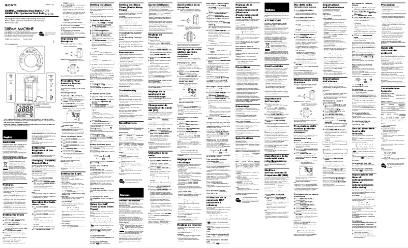 Image de la première page du manuel de l'appareil ICF-C773L