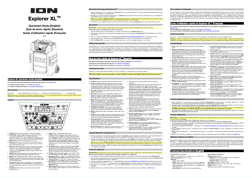 Page 1 de la notice Guide de démarrage rapide ION Explorer XL