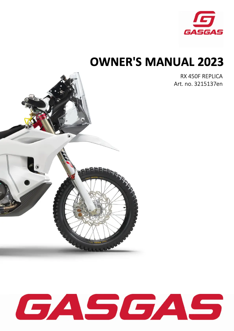 Página 1 del manual Manual de usuario GasGas RX 450F (2023)
