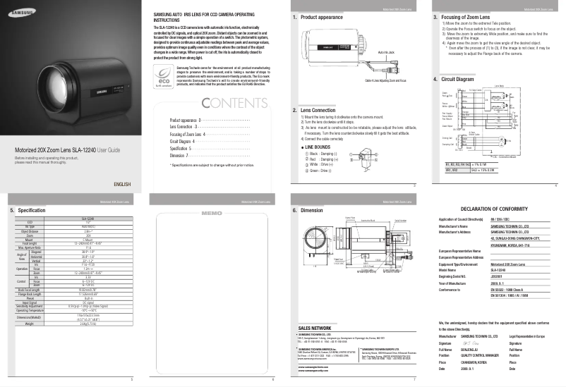 Page 1 de la notice Manuel utilisateur Samsung SLA-12240
