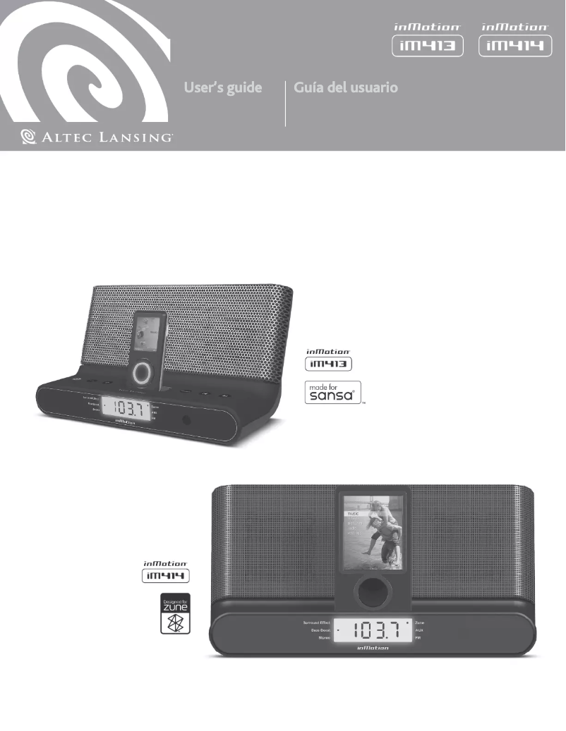 Page n°1 - Manuel utilisateur Altec Lansing inMotion iM414