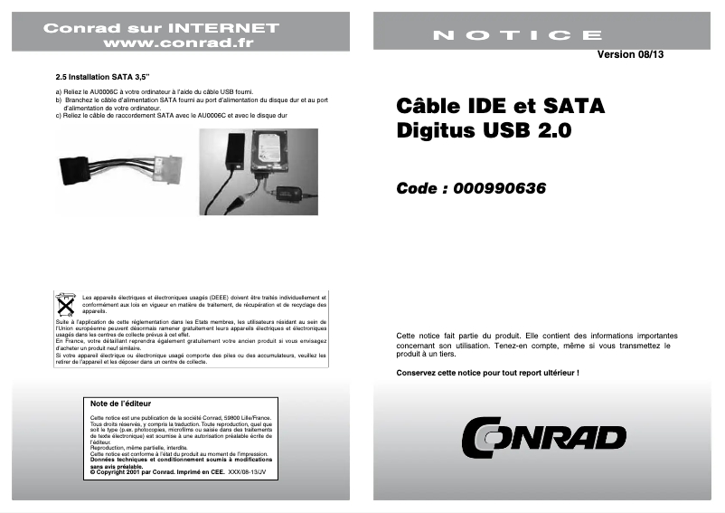 Image de la première page du manuel de l'appareil AU0006C