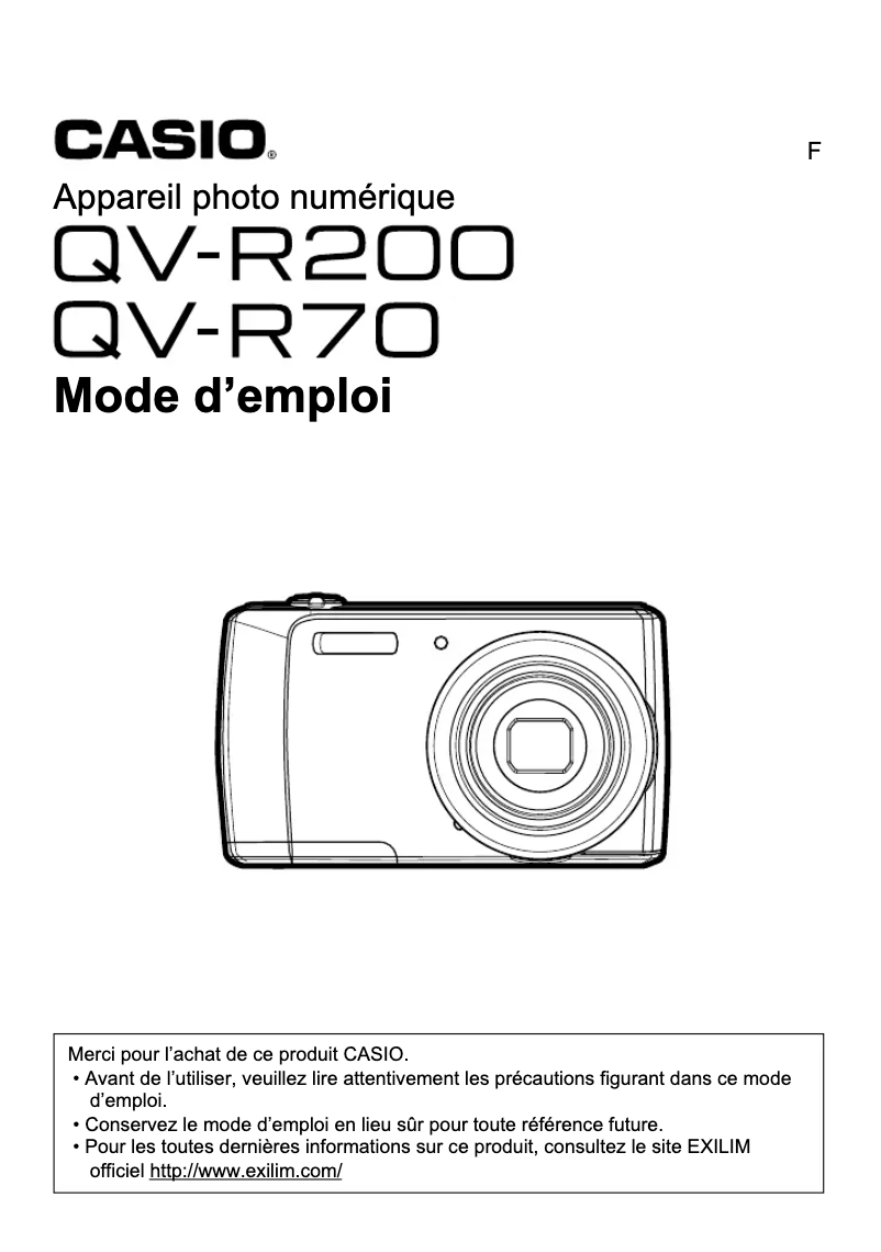 Image de la première page du manuel de l'appareil QV-R70