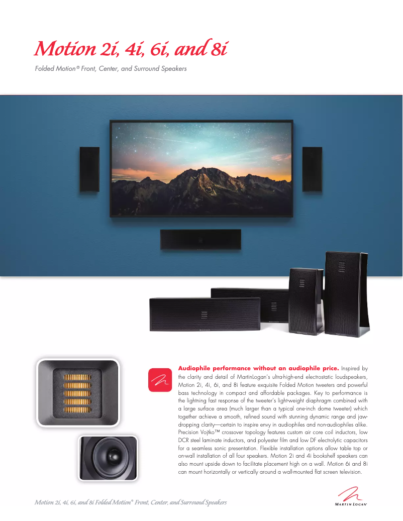 Page n°1 - Fiche technique Martin Logan Motion 8i