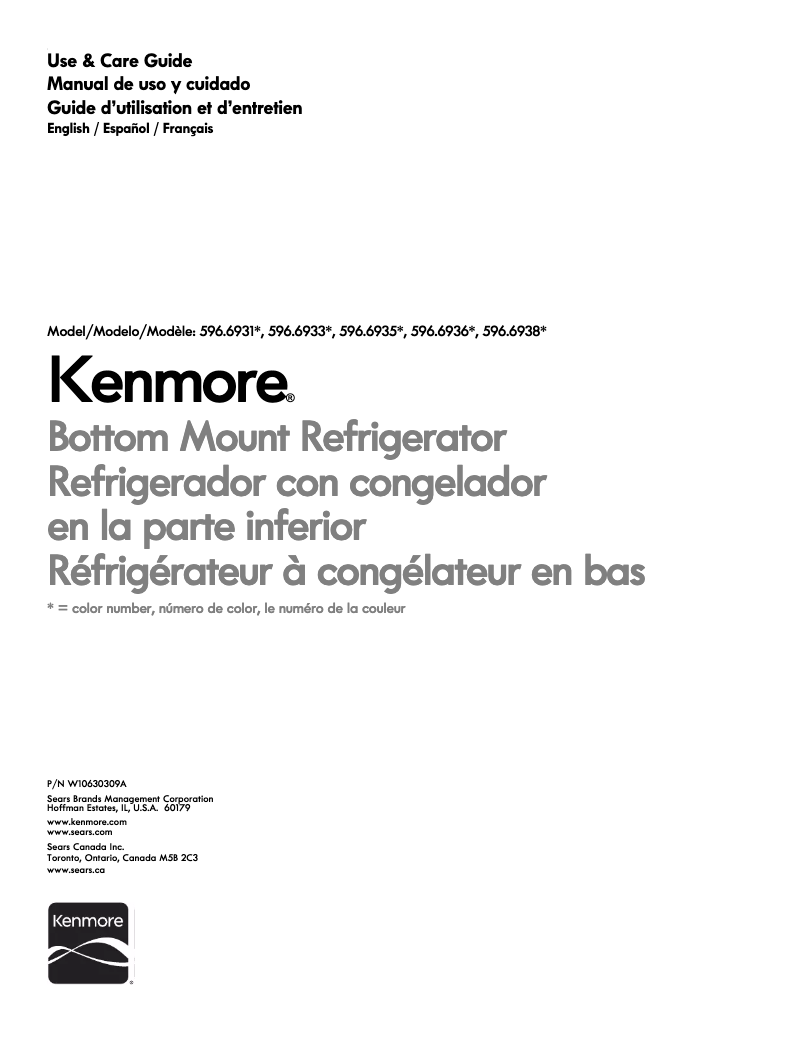 Page n°1 - Manuel utilisateur Kenmore 596.69312