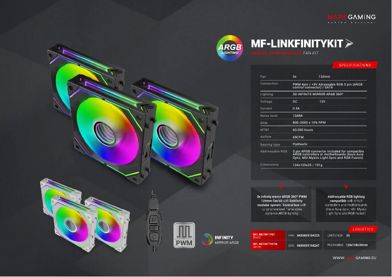 Page 1 de la notice Fiche technique Mars Gaming MF-LINKFINITYKIT