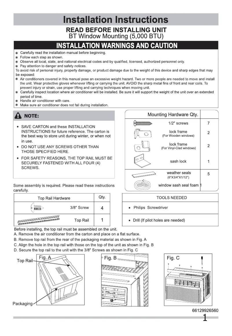 Page n°1 - Manuel utilisateur Frigidaire FFRA0522U1
