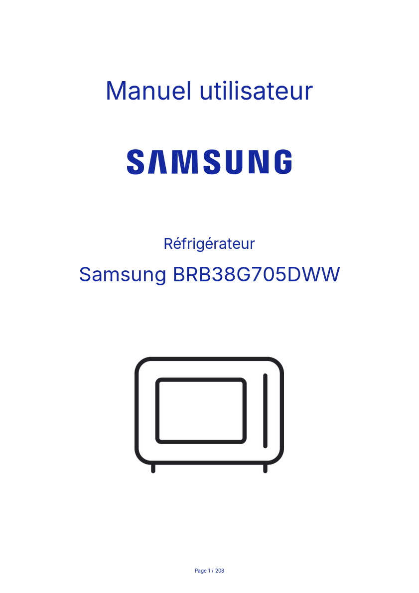 Page n°1 - Manuel utilisateur Samsung BRB38G705DWW