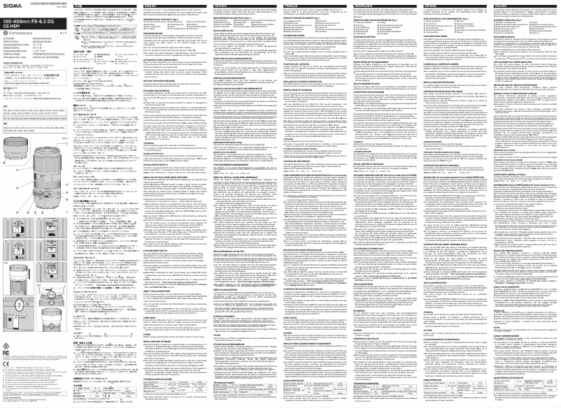 Page 1 de la notice Manuel utilisateur Sigma 100-400mm f/5-6.3 DG OS HSM C Canon