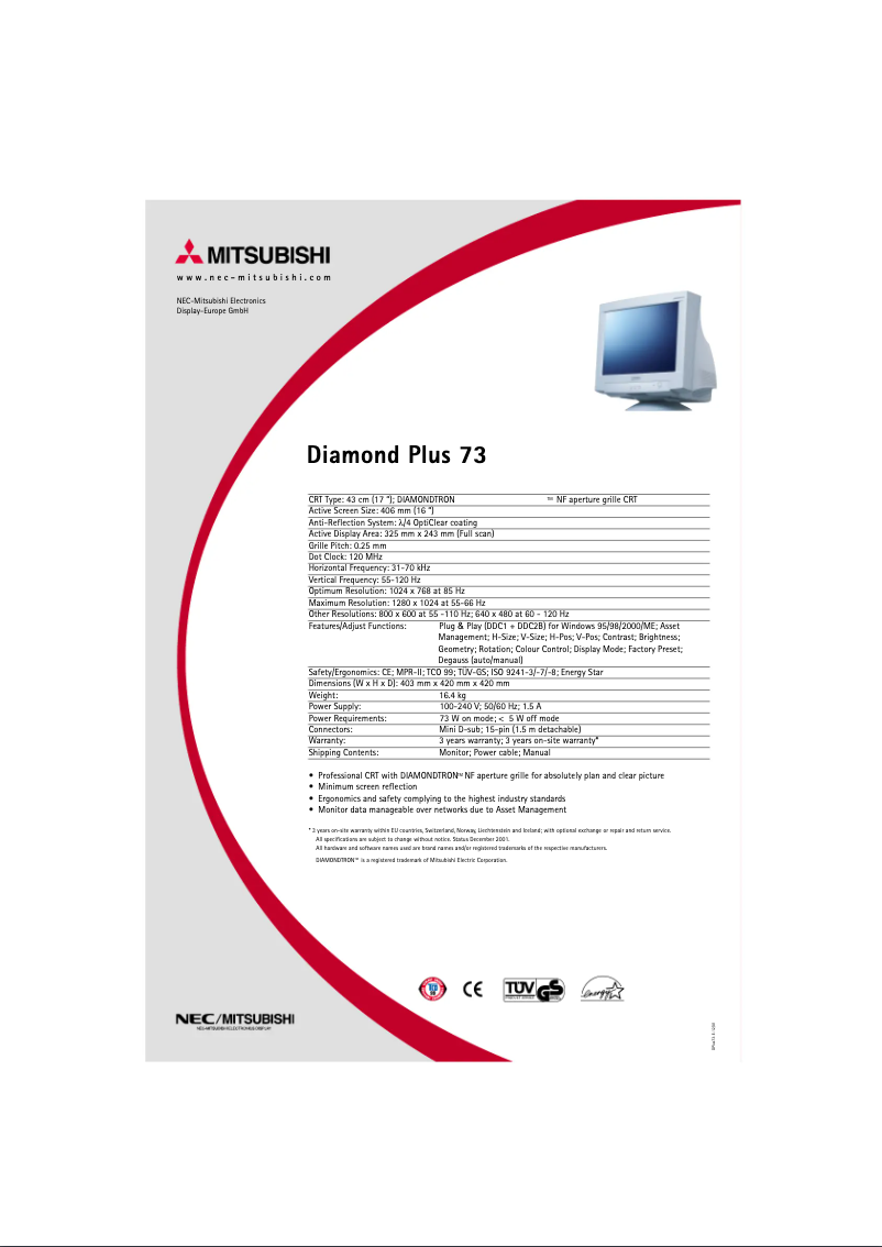 Imagen de la primera página del manual del dispositivo Diamond Plus 73