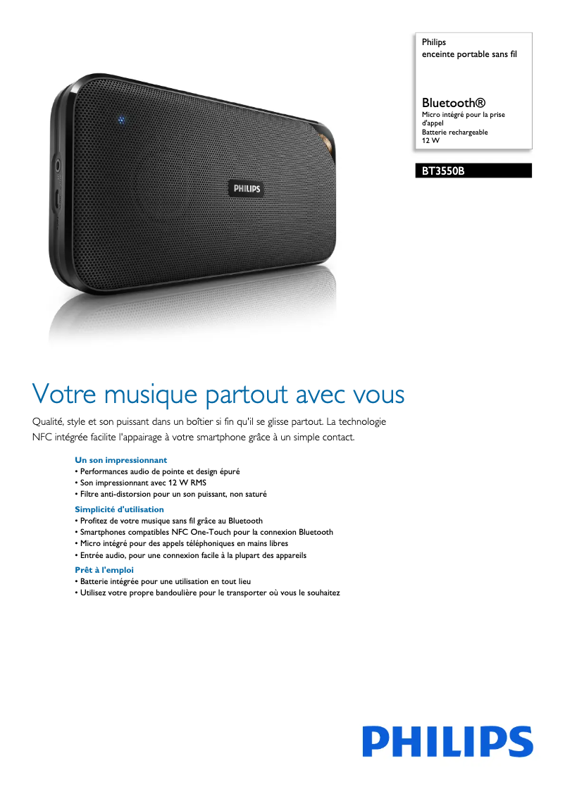 Imagen de la primera página del manual del dispositivo BT3550B