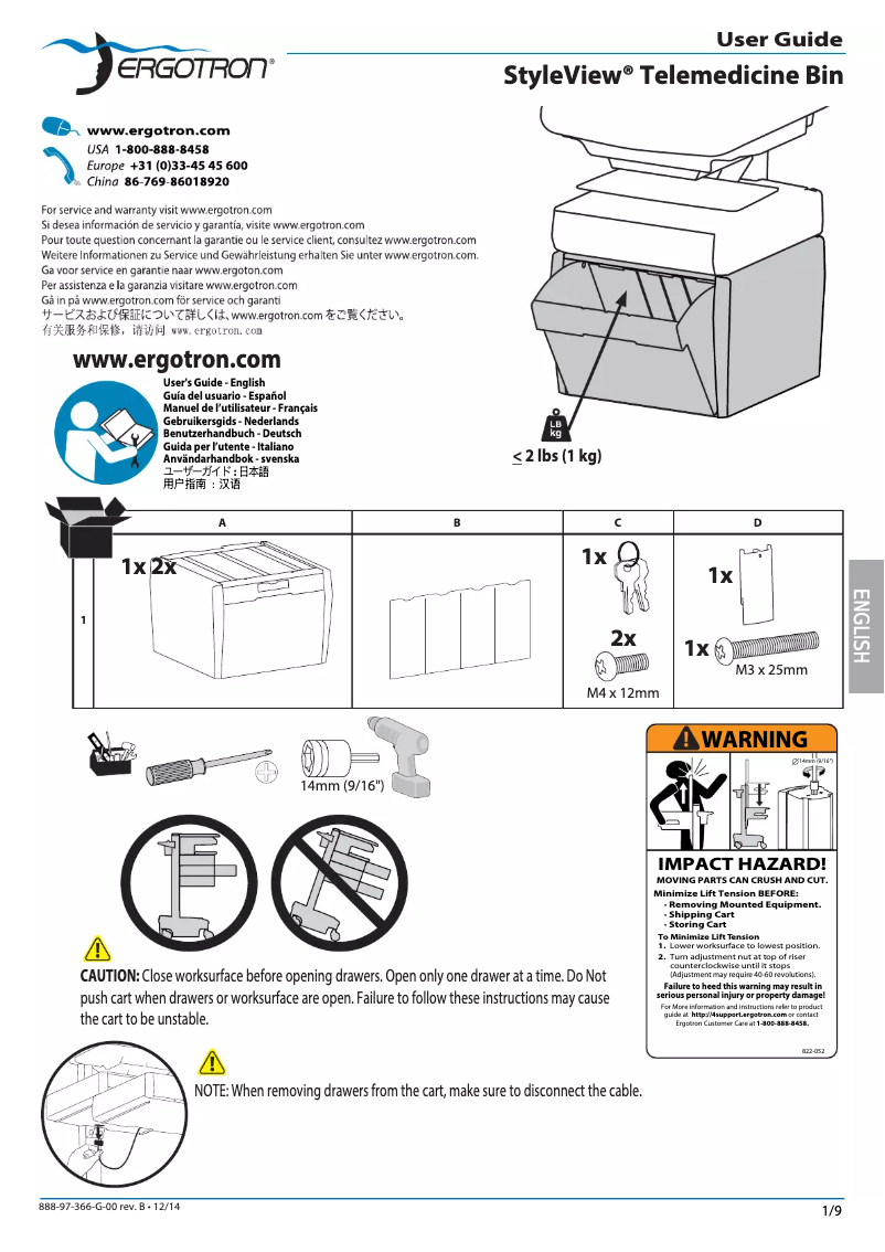 Page n°1 - Manuel utilisateur Ergotron 97-854