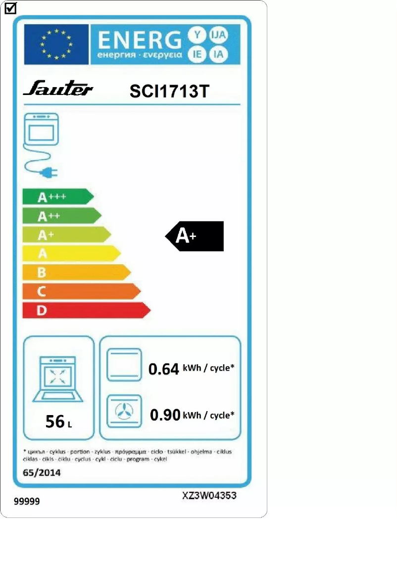 Page n°1 - Label énergétique Sauter SCI1713T