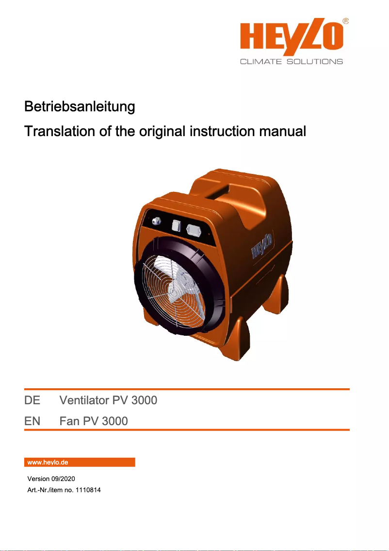 Page n°1 - Manuel utilisateur Heylo PowerVent 3000
