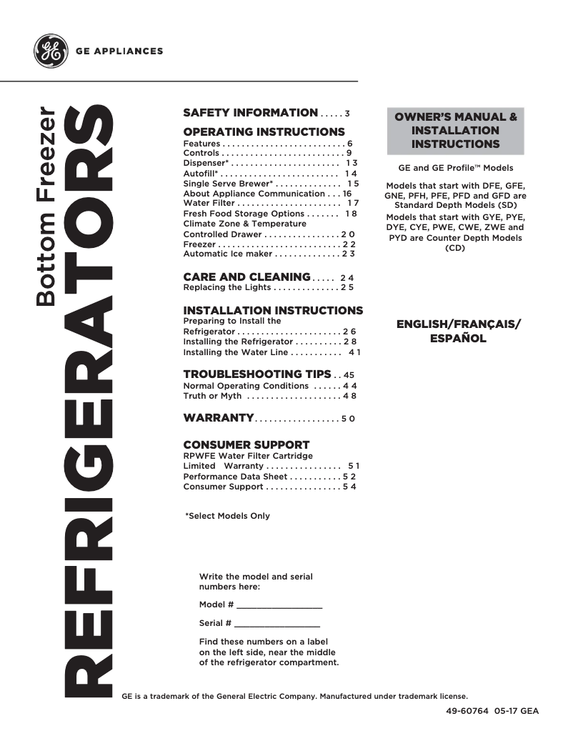 Image de la première page du manuel de l'appareil GFD28GMLES