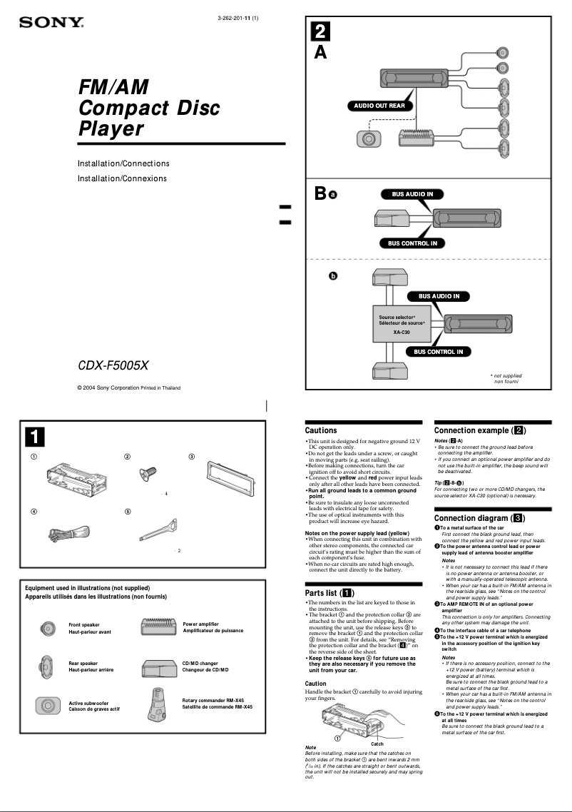 Image de la première page du manuel de l'appareil CDX-F5005X