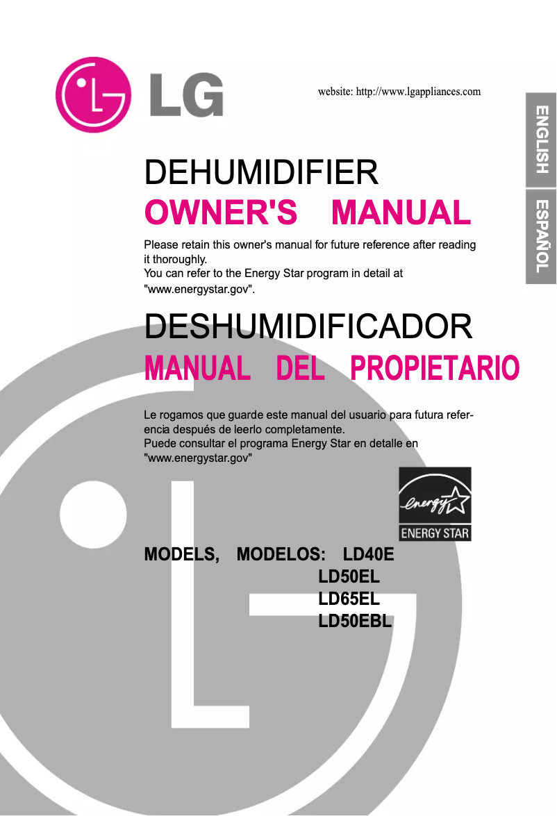 Page n°1 - Manuel utilisateur LG LD50EL