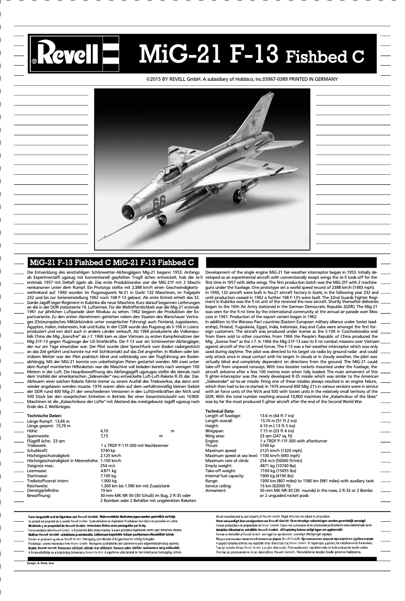 Page n°1 - Manuel utilisateur Revell MiG-21 F.13 Fishbed C