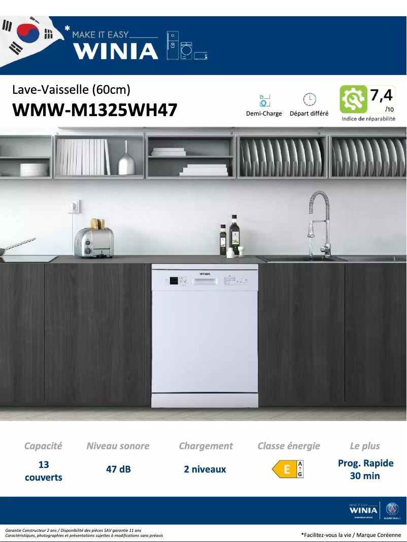 Page n°1 - Fiche technique Winia WMW-M1325WH47
