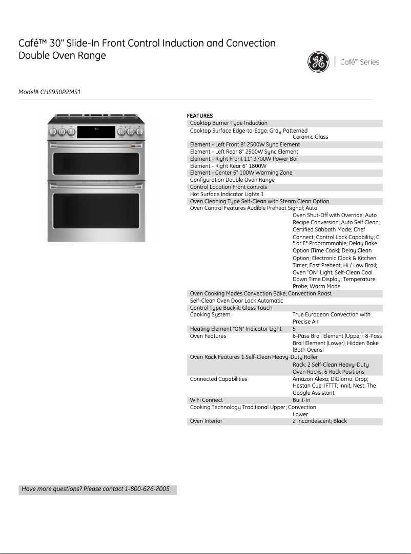 Página 1 del manual Ficha técnica GE CHS950P2MS1