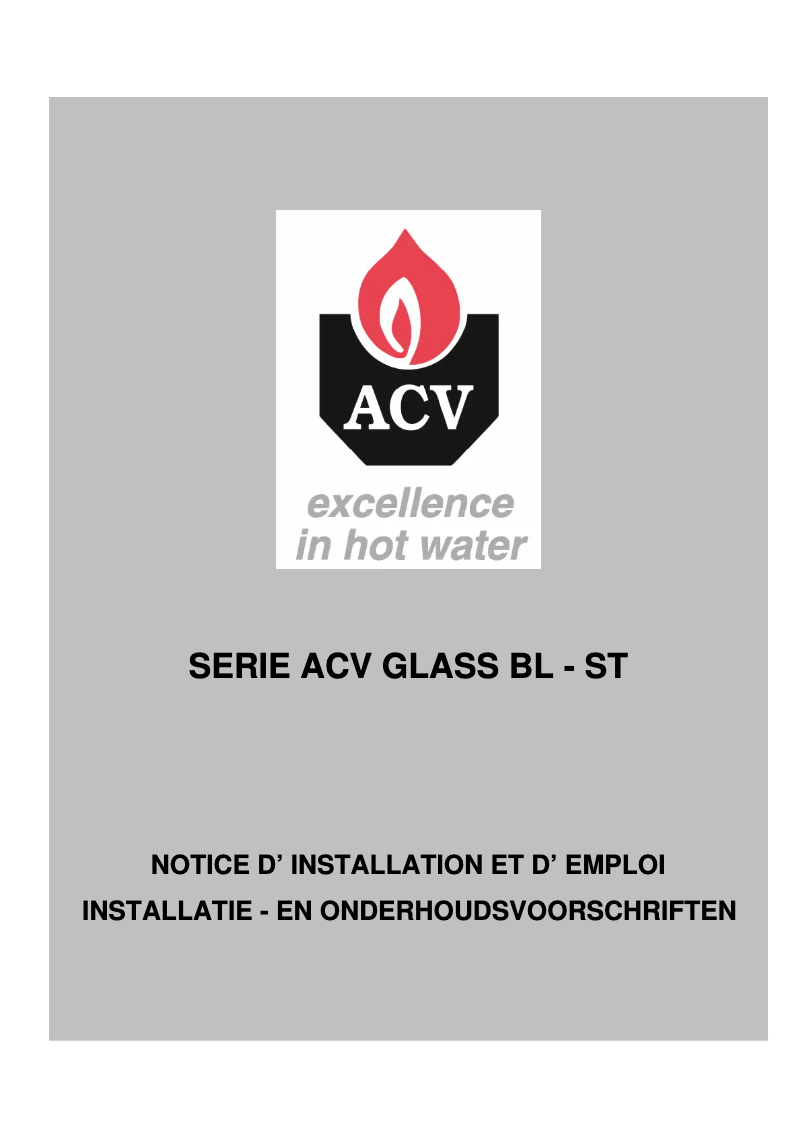 Page 1 de la notice Manuel utilisateur ACV ST 150 T