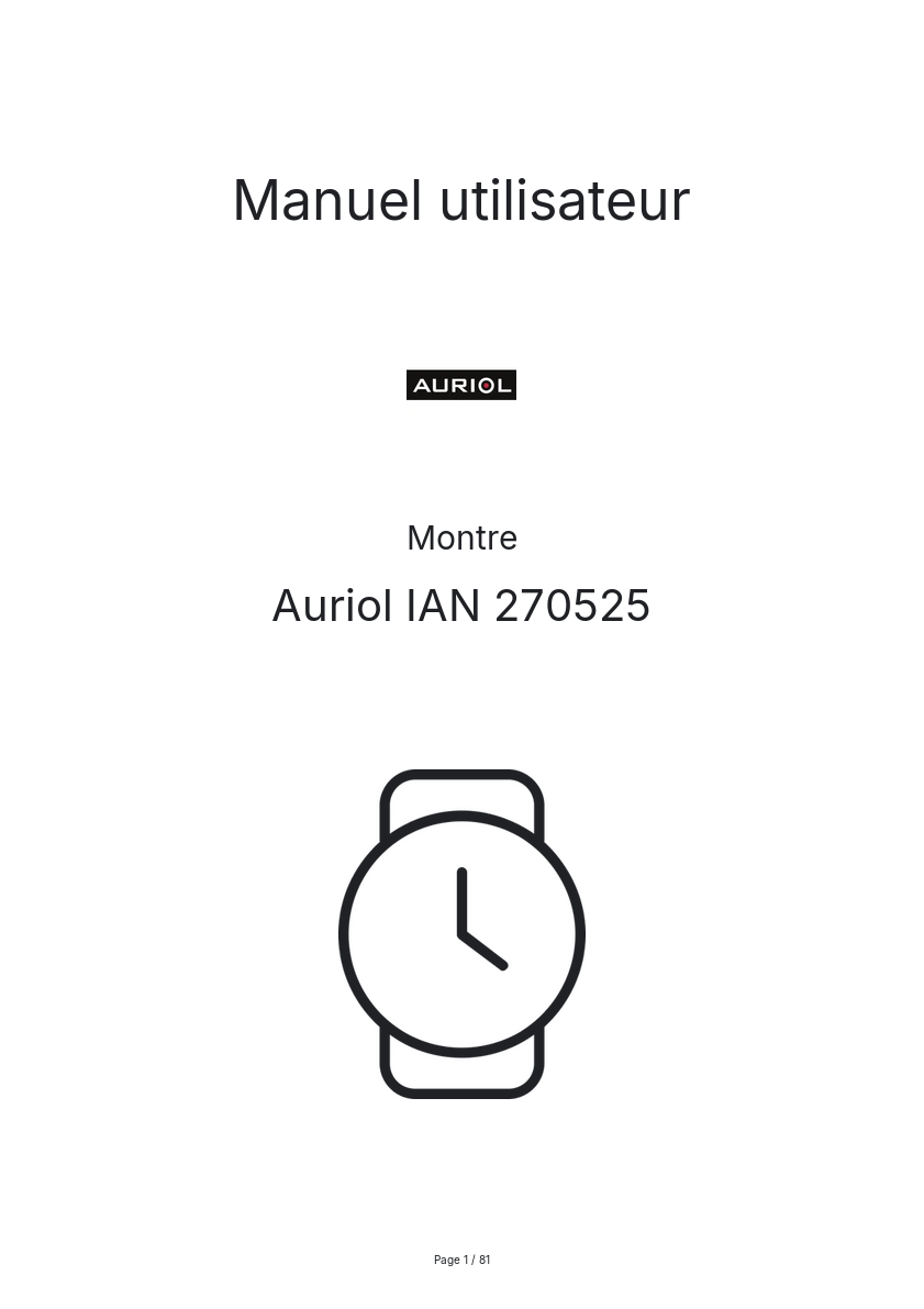 Page n°1 - Manuel utilisateur Auriol IAN 270525