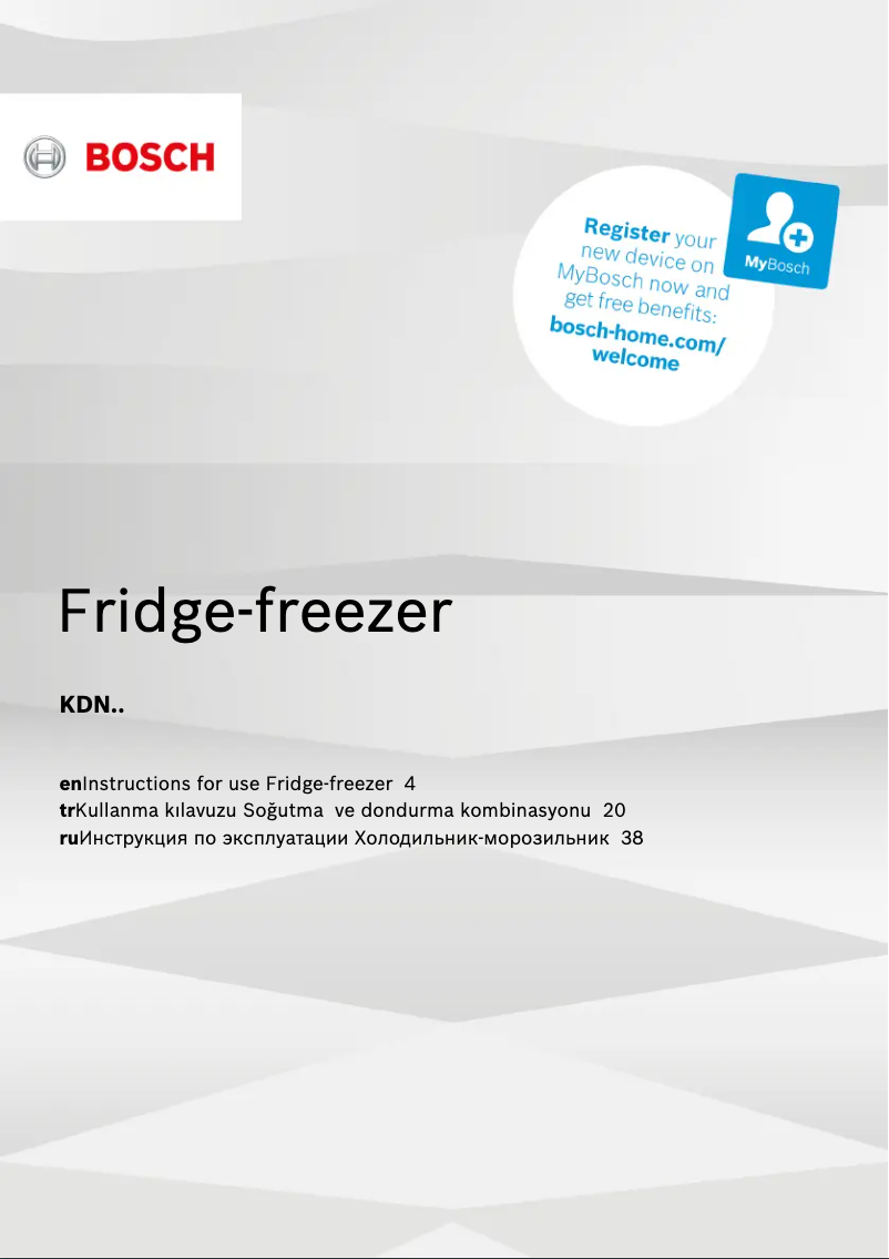 Page n°1 - Manuel utilisateur Bosch KDN42NW20N