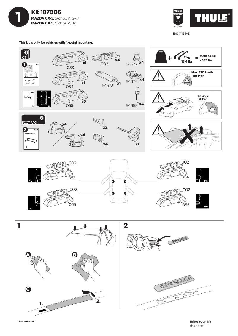 Página 1 del manual Manual de usuario Thule Kit 187006