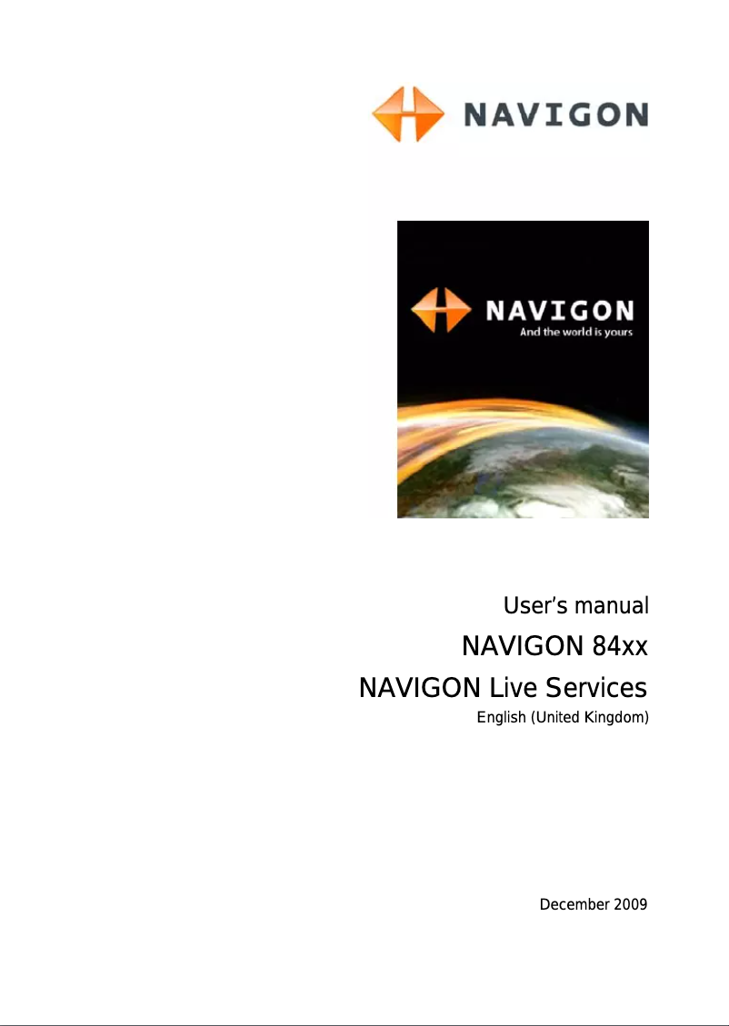 Page n°1 - Manuel utilisateur Navigon 8450 Live