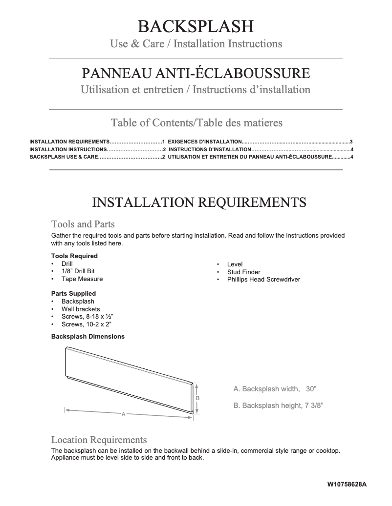 Page 1 de la notice Manuel utilisateur KitchenAid W10655450