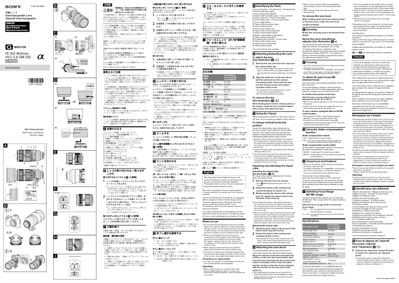 Page 1 de la notice Manuel utilisateur Sony SEL100400GM