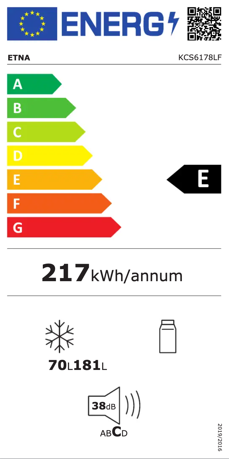 Page n°1 - Label énergétique Etna KCS6178LF