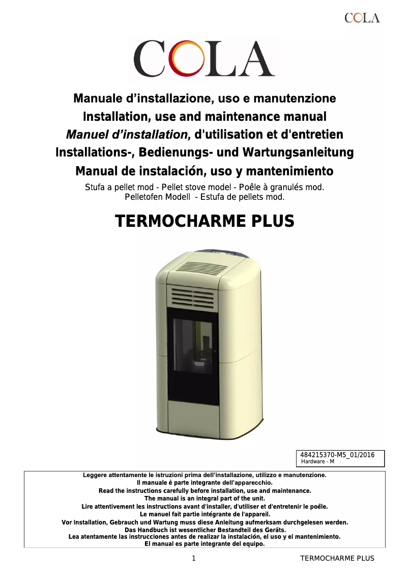 Page n°1 - Manuel utilisateur Cola Termo Charme Plus