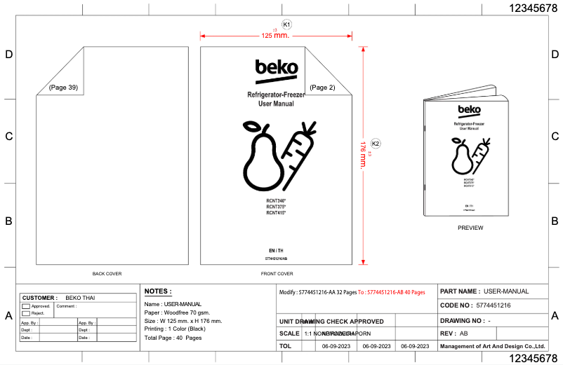 Page 1 de la notice Manuel utilisateur Beko RCNT340I30VHFSUBL